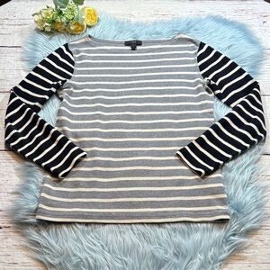 J. Crew Waffle Long Sleeve Striped Combo Shirt sz S